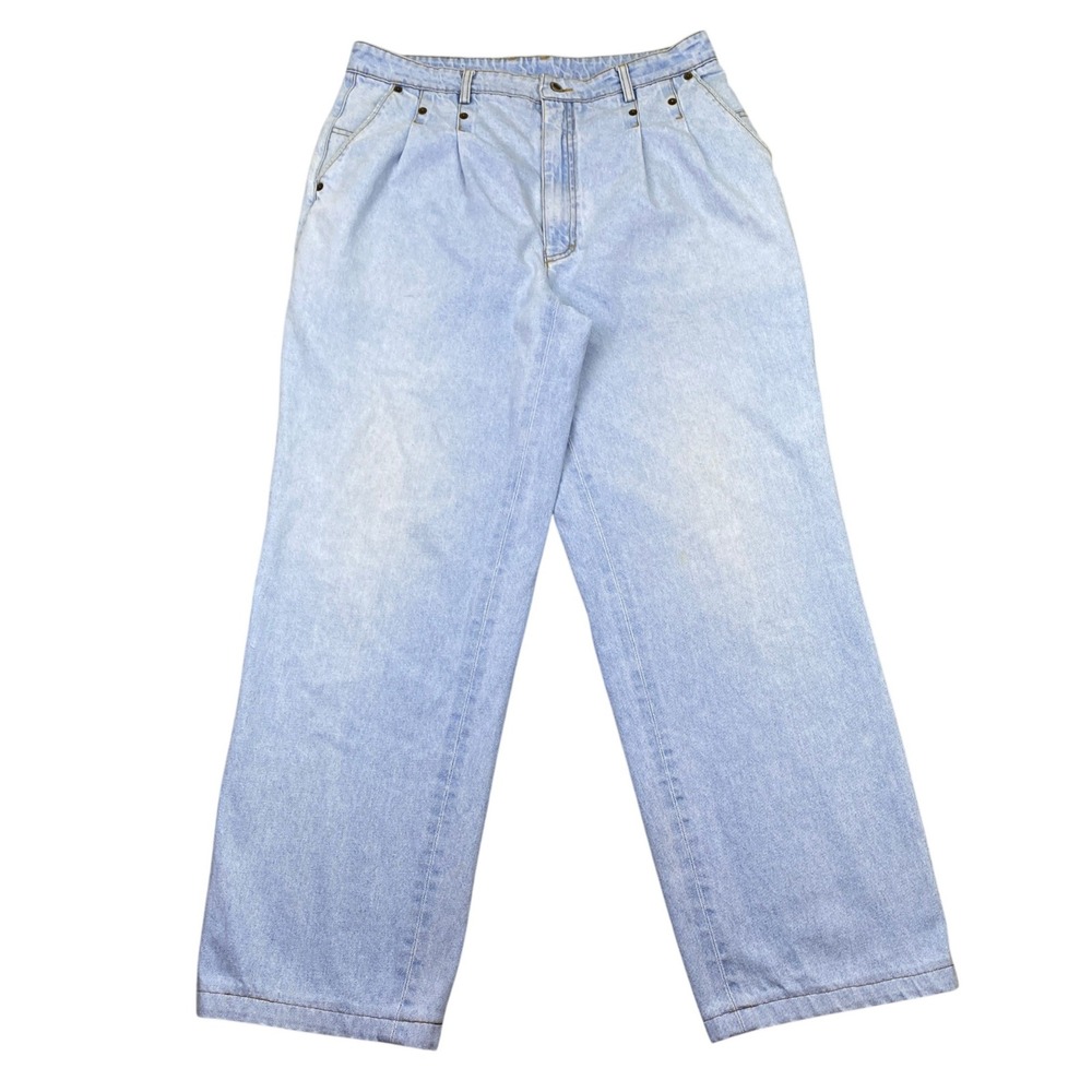 VTG Sergio Valente Mom Jeans Light Wash Pleated Front Women Relaxed Fit Sz 32"‎
